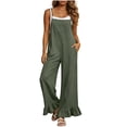 thumbnail image 3 of SAWOBUUN Womens Wide Leg Jumpsuit Adjustable Straps Casual Overalls Ruffled Hem Loose Fit Sleeveless Jumpsuits, 3 of 9