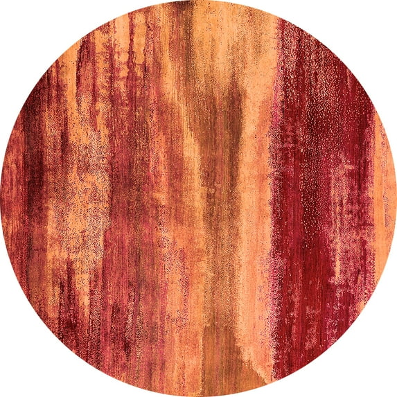 Ahgly Company Indoor Round Oriental Orange Industrial Area Rugs, 8' Round