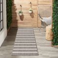 thumbnail image 2 of Nourison Positano Modern Stripes Flatweave Outdoor Rug Charcoal Ivory 2' x 6', 2 of 11