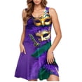 thumbnail image 5 of asdoklhq Sequined Dresses for Women Mardi Gras Carnival Women Casual Large Size Sleeveless Crew Neck Short Dress Purple M, 5 of 5