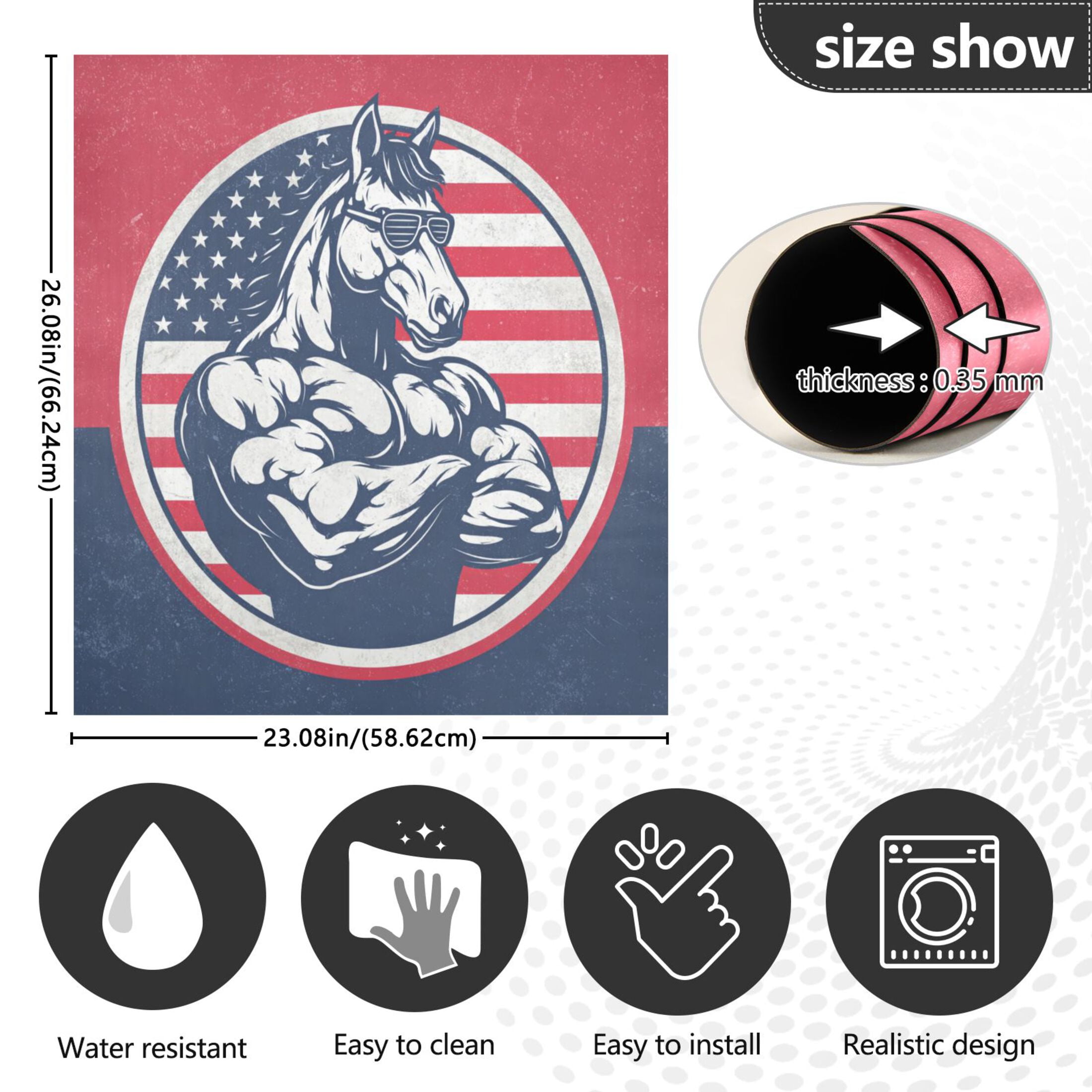 Dishwasher Magnetic Refrigerator Magnet Cover Sticker Home Decorative 23"x26" Muscular Horse