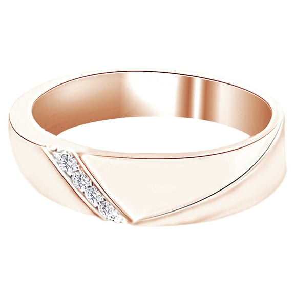 AFFY White Cubic Zirconia Four Stone Men's Wedding Band Ring in 925 Sterling Silver Rose (0.14 Cttw)