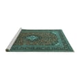 thumbnail image 2 of Ahgly Company Machine Washable Indoor Round Medallion Turquoise Blue Traditional Area Rugs, 6' Round, 2 of 4