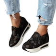 thumbnail image 2 of Shoes for Women Lace Floral Embroidered Mesh Breathable Platform Slip-on Shoes Fashion Flat Hidden High Heels Non-Slip Sneakers, 2 of 5
