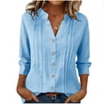 thumbnail image 7 of Xdegoge Blouses for Women V Neck Three Quarter Sleeve Casual Dressy Loose Fit Button Down Pintuck Detail Solid Lightweight Flowy Spring Summer Tops Shirts, 7 of 7