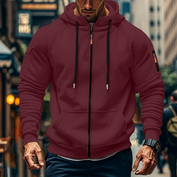 MHFRRA Sudadera con Capucha y Cremallera, Chaqueta con Cremallera Completa, Sudadera Ligera y Suave para Uso Deportivo Informal Al Aire Libre, Ajuste Cómodo Rojo