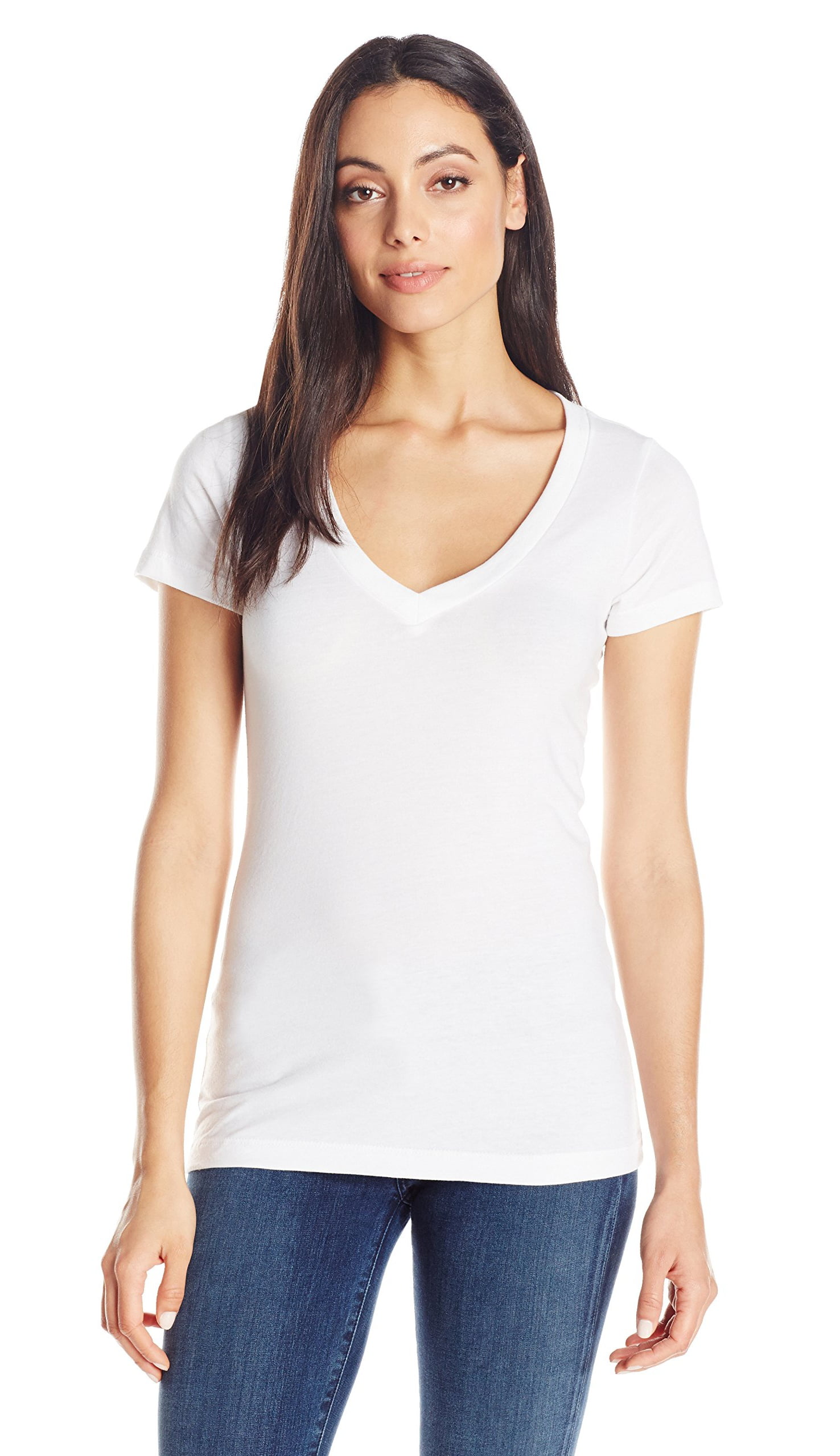 Clementine Apparel - Women's Deep V-Neck Short Sleeve T-Shirt - Walmart.com