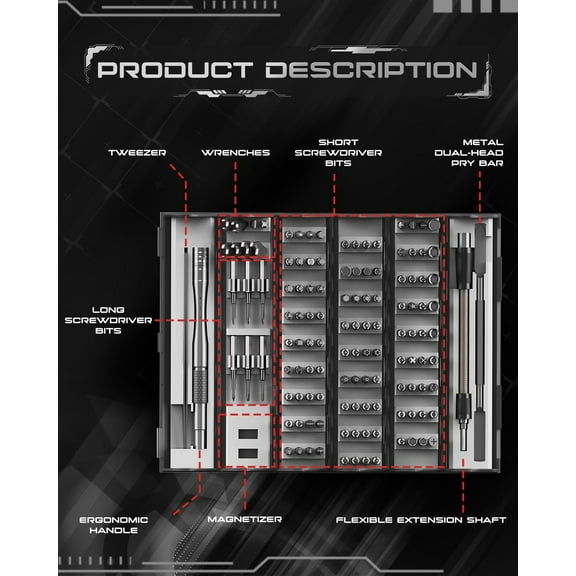 128-in-1 Precision Screwdriver Set with 122 Bits for Electronics Repair, Magnetic Tool Kit for PC, , Laptop, Game Console, Watch