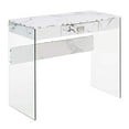 thumbnail image 1 of Convenience Concepts SoHo Glass Desk, 36", White Marble, 1 of 5