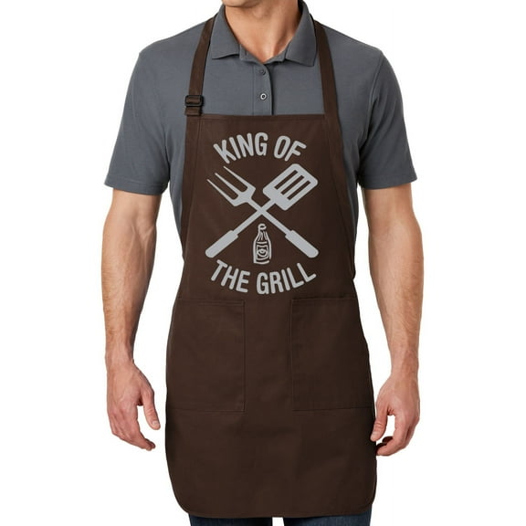 Men's King of the Grill Full-Length Apron with Pockets - Coffee Bean Brown