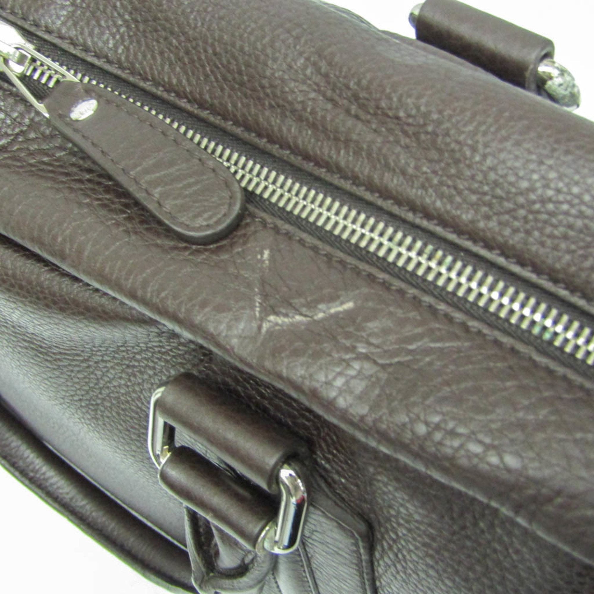 Pre-Owned Gucci Business Bag 231850 Men's Leather Briefcase,Shoulder Bag Dark Brown (Good)