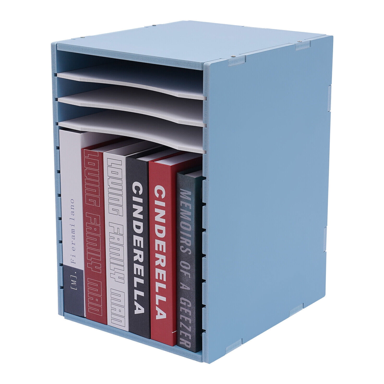 File Organizer for Desk 11-Tier Desktop Paper Storage Letter Tray File Sorter Office Blue