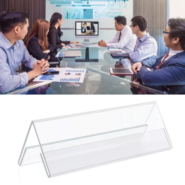 5Pcs Porte-Cartes de Visite Double Face Transparent V en Forme de Base Porte-Cartes pour Mariage de Réunion de Fête
