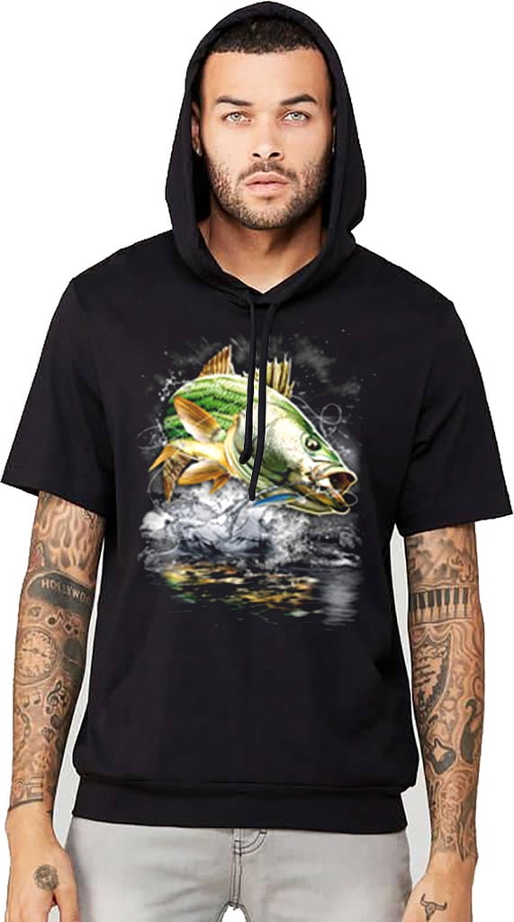 Black Short Sleeve Hoodie T-Shirt 