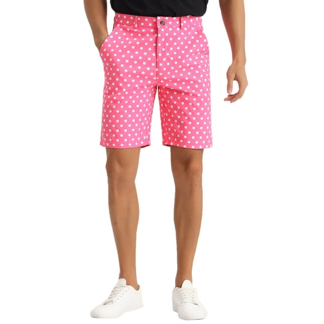Inspire Chic Conjunto Pantalones Cortos de Lunares para Regalo del Día del Padre para Hombres, Pantalones Cortos de Golf Impresos de Verano por Encima de la Rodilla 30 Rosa