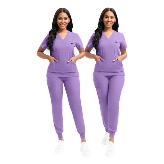 Unisex Medical Nursing Scrubs Uniform Set Work Uniform with Pockets for Pet Clinics