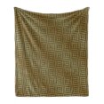 thumbnail image 1 of Abstract Soft Flannel Fleece Throw Blanket, Continuous Lines Triangles Cubes Optical Illusion Arrangement Print, Cozy Plush for Indoor and Outdoor Use, 60" x 80", Pale Camel Dark Taupe, by Ambesonne, 1 of 5