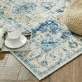 RUGKING Traditional Medallion Runner Rug 2x8 Light Blue Foldable