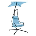 thumbnail image 4 of CorLiving Kingsley Steel Frame Outdoor Hammock Swing Chair with Cushioned Seat and Removable Canopy, Light Blue, 4 of 12