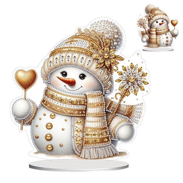 5D DIY Art Decoraciones Mesa Kit Adornos Escritorio Acrílico Forma Especial Tema Navidad Invierno para La Oficina en Casa
