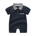 thumbnail image 4 of Ccpelsie Baby Girl Baby Boy Summer Outfit Newborn Romper Short Sleeve Jumpsuit Cute Infant Clothing(Navy,3-6 Months), 4 of 4