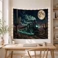 thumbnail image 5 of Steam Locomotive on Desert Tracks Beneath Full Moon, Mystical Fantasy for Railway Fans, Western Night Art, Housewarming Gift, Tapestry Wall Hanging for Living Room and Den, 5 of 7