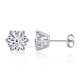 thumbnail image 1 of Pendientes clásicos de moissanita genuina de cuatro garras de color D para mujer, joyería para las orejas chapada en oro de plata de ley 925, 1 of 4