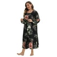 thumbnail image 3 of WBQ Women's Plus Size Nightgown Long Sleeve Casual House Dress Vintage Square Neck Floral Printed Long Sleepshirt Oversized Housecoat, XL-5XL, 3 of 6
