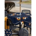 thumbnail image 5 of Outdoor Tablecloth with Umbrella Hole for Patio/Picnic/Party/Camping, Navy Blue Soccer Waterproof Table Cloth Square Cover Washable, Orange Blue Football Sports (60"x 60"), 5 of 9