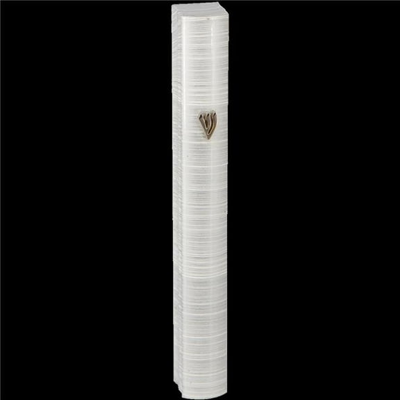 Art Judaica 22797 15 cm Aluminum Mezuzah 3D Painted Cover, White Stripes