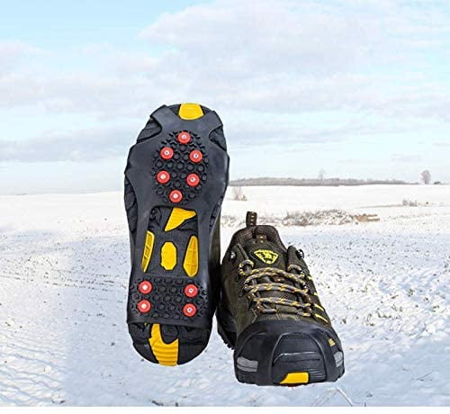Black Hiking and Walking on Snow and Ice Crampons Non-slip Rubber and Steel Winter Ice Gripper Shoes Cover for Jogging Aolvo Walk Traction Cleats 