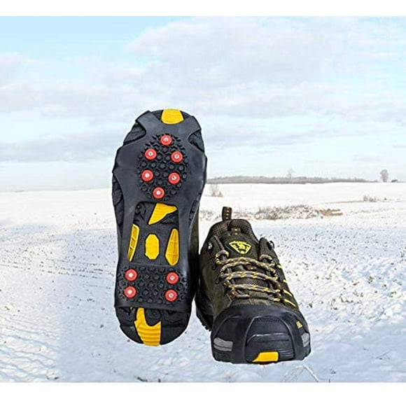 Ice Cleats, Ice Grippers Traction Cleats Shoes and Boots Rubber Snow Shoe Spikes Crampons with 10 Steel Studs Cleats Prevent Outdoor Activities from Wrestling