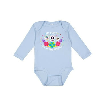 Inktastic My 1st DÃ­a De Los Muertos with Sugar Skulls and Flowers Boys or Girls Long Sleeve Baby Bodysuit