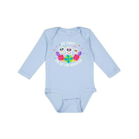 Inktastic My 1st DÃ­a De Los Muertos with Sugar Skulls and Flowers Boys or Girls Long Sleeve Baby Bodysuit
