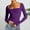 Purple, variant on Going Out Tops for Women, Double Lined Square Neck Long Sleeve Shirts for Women - Basic Slim Fit Crop T Shirt