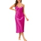 thumbnail image 2 of INSPIRAR CHIC Vestidos de Noche Largos de Satén para Mujeres con Escote en V y Tirantes de Espagueti, Pijamas de Seda, Vestido L, Rosa Fucsia, 2 of 6