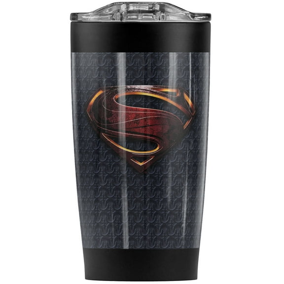 Justice League Movie Superman Logo Stainless Steel 20 oz Travel Tumbler, Vacuum Insulated & Double Wall with Leakproof Sliding Lid | Great for Coffee/Hot Drinks and Cold Beverages