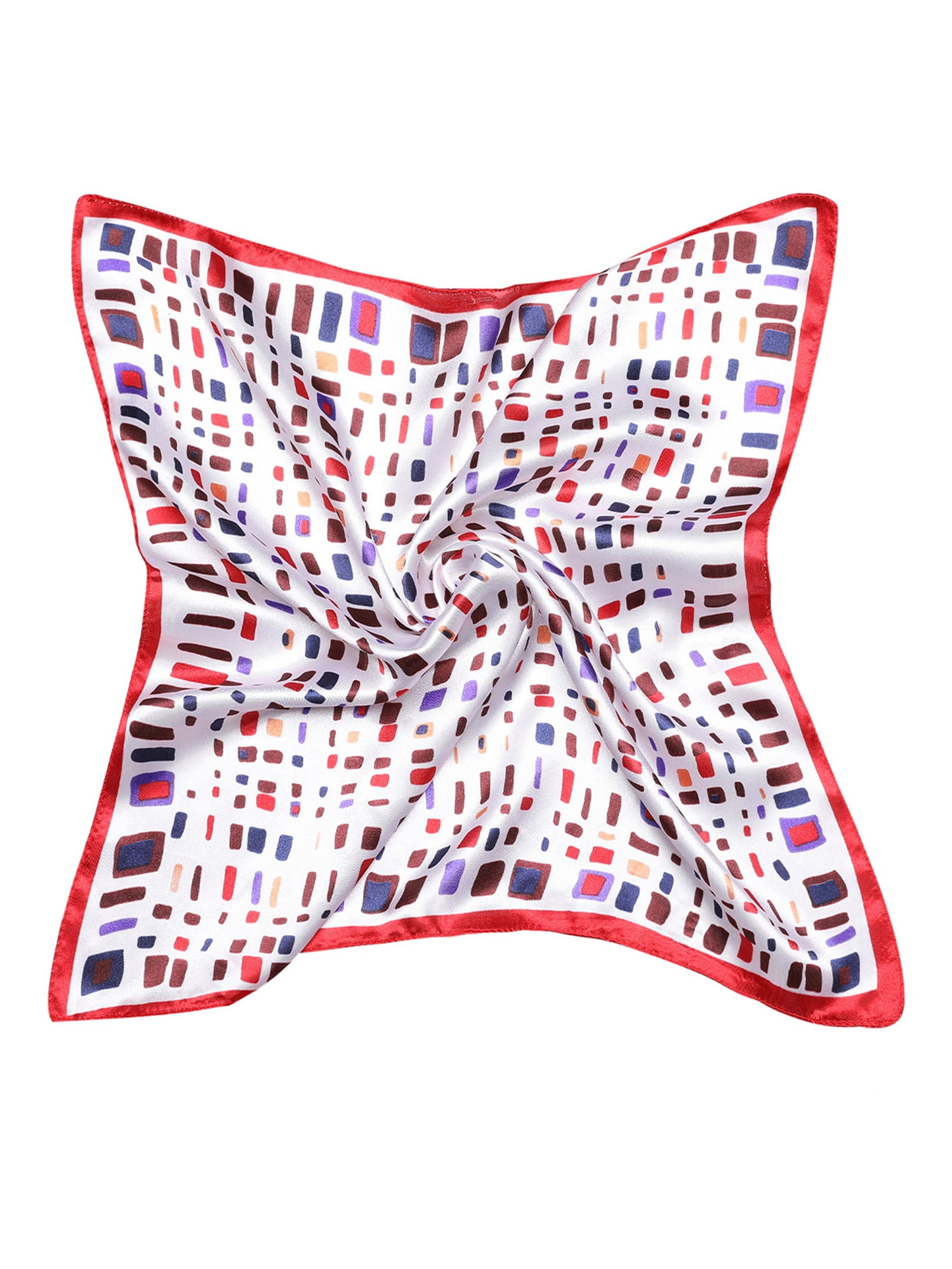 Unique Bargains Women Satin Print Square Scarves Kerchief Neck Scarves 20 x 20""