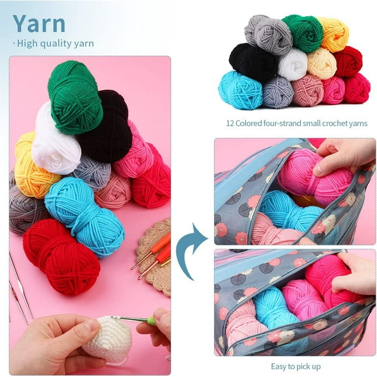 Crochet Yarn for Crocheting, Aeelike 1093 Yards Acrylic Yarn for  Knitting,Full Crochet Kits for Beginners and Professionals, Aluminum  Crochet Hooks