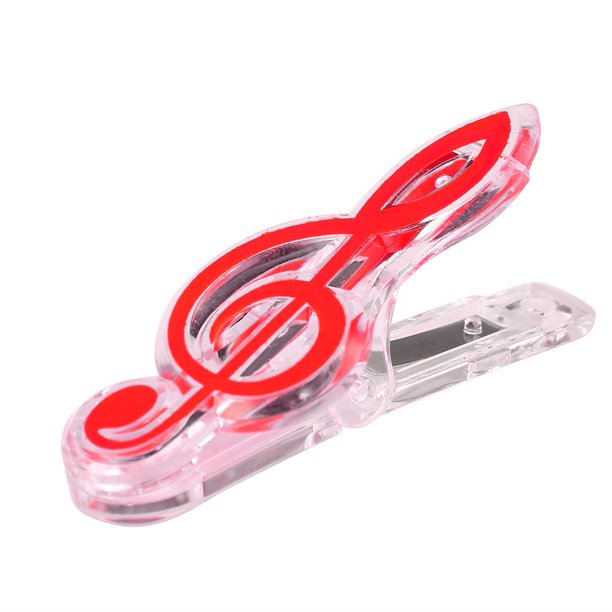 Plástico Nota Musical Carta Clip Papel Hoja Piano Soportes Resorte () Rojo