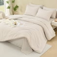 thumbnail image 3 of ANGENIA King Comforter Sets with Sheet Beige - 7 Pieces King Size Bed in a Bag, Cream Soft Fluffy All Season Solid Bed Set with Comforter, Sheets, Pillowcases & Shams, 3 of 9