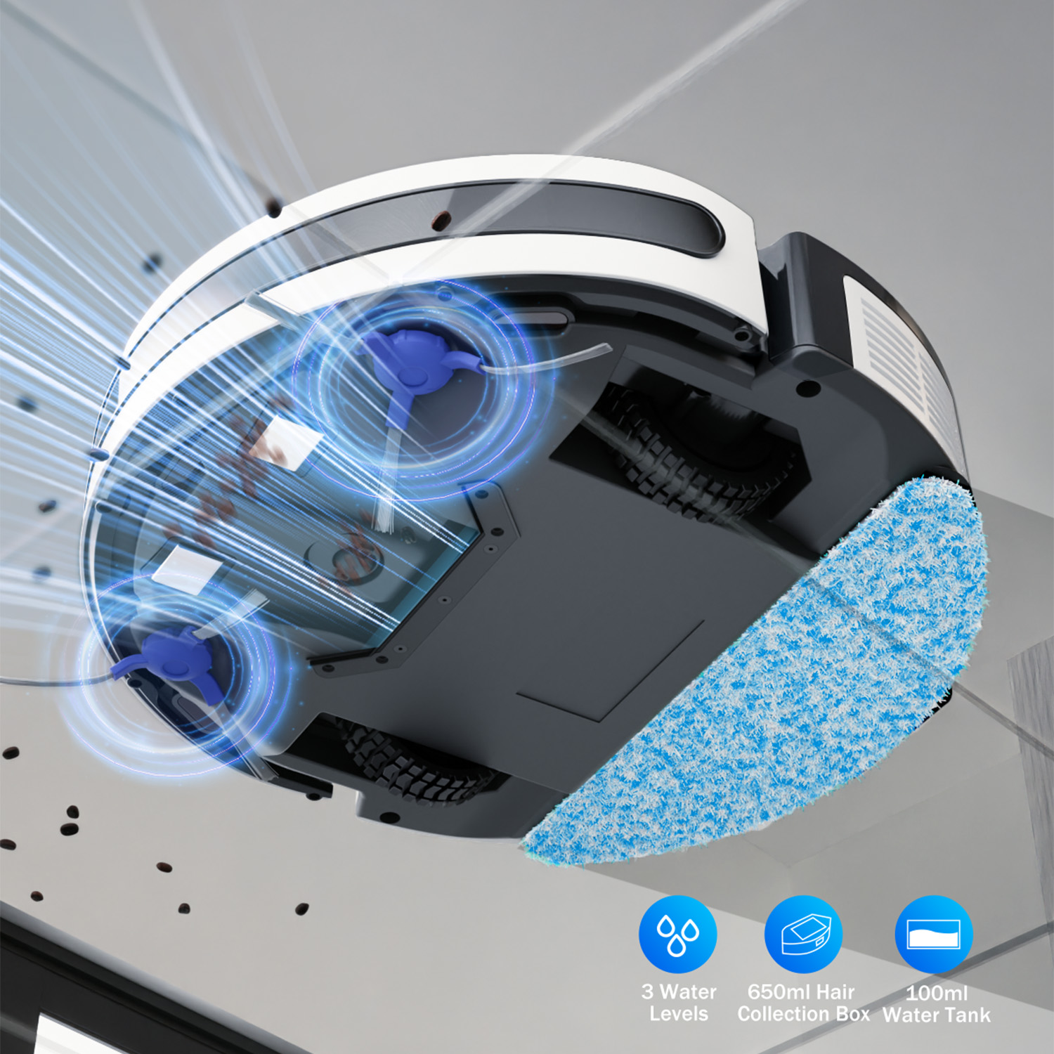 Robot Vacuum Cleaner, with App/Remote Control, 120 Min Runtime, Self-Charging, Great for Pet Hair