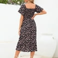 thumbnail image 4 of Womens Dress Floral Square Neck Midi Dresses Maternity Dress Pregnant Casual A-Line Dress Long Flowy Smocked Dress Comfort Dailywear S, 4 of 5