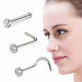 thumbnail image 4 of TELOLY Designice 15 Pcs Nose Rings L Shaped Cubic Zirconia Nose Studs Set 20G Nose Piercing Jewelry, 4 of 8