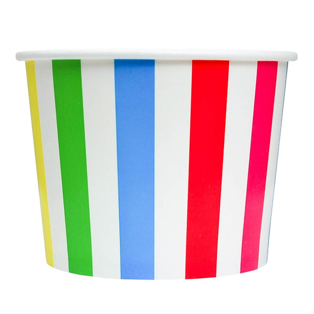 [1,000 Count] Rainbow Paper Ice Cream Cups 16 oz Striped Disposable