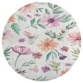 thumbnail image 3 of Floral Colorful Flower Soft Bedroom Round Area Rug, Washable Cute Nursery Circle Throw Mat, Non-Slip Contemporary Small Low Pile Floor Carpet for Dorm Bedside, 3 of 6