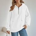 thumbnail image 5 of CQONEPT Women's Hoodies Drawstring 1/4 Zip Dressy Casual Sweatshirts with Pockets Outdoor Trendy Fleece Lined Pullover White XL, 5 of 6