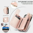 thumbnail image 6 of Wallet Case for Apple iPhone 15 Pro, with Crossbody Shoulder Strap & Hand Wrist Cards Holder Zipper Pocket Stand Feature Full Protective Shockpoof Phone Case for iPhone 15 Pro, Rosegold, 6 of 7