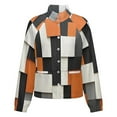 thumbnail image 5 of Jackets for Women Winter Coat Jackets Flannel Stand Collar Jacket(Orange Black Grey White Geometric,Size:S-4XL), 5 of 7