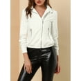 thumbnail image 6 of INSPIRE CHIC Women's Lightweight Stand Collar Zip up Biker Moto Jacket L White, 6 of 9